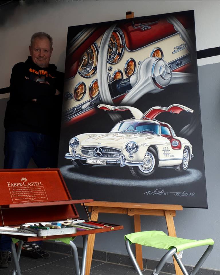 Werner Pitzer Projekt GULLWING XXL - Mercedes Benz 300 SL Gemälde und Modellbau