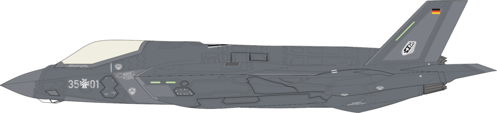 Abbildung 5: Luftwaffe-Schema das im Mockup auf der ILA Berlin 2024 zu sehen war. Auch die minimal Beflaggung ist im Decalsheet vorhanden.