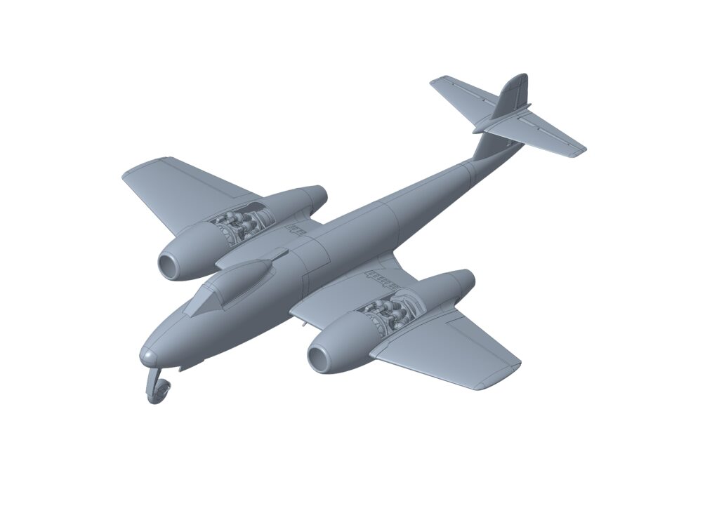 Figure 10: CAD progress of the overall Meteor, you can see the engines are fully detailed up but the airframe has a way to go.